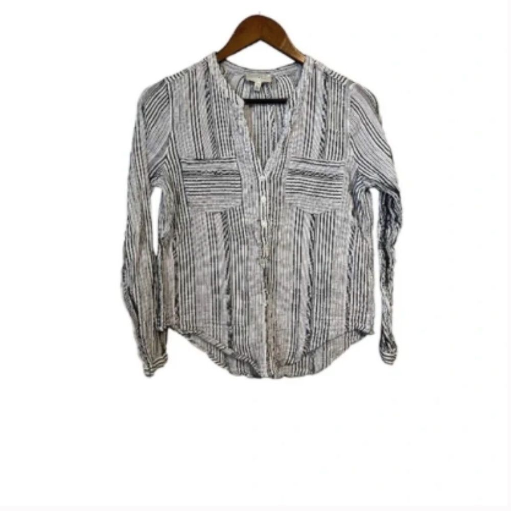 Lucky Brand Grey & White Striped Blouse